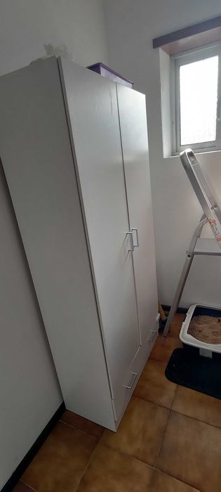 Roupeiro Lisboa 2 Portas e 1 Gaveta (Branco - 79,4 x 35,7 x 170,4 cm)