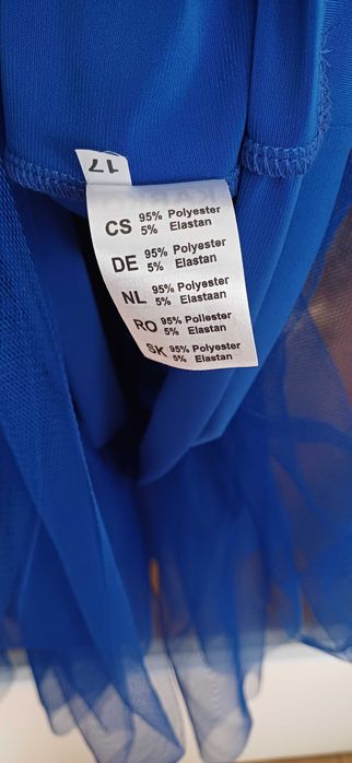Piękna sukienka szafirowa na wesele, imprezę 42/44 KARKO, gratis buty