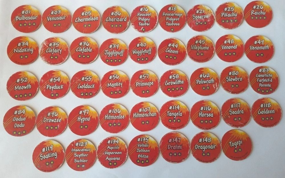 Tazos pokemon pogs de cartão