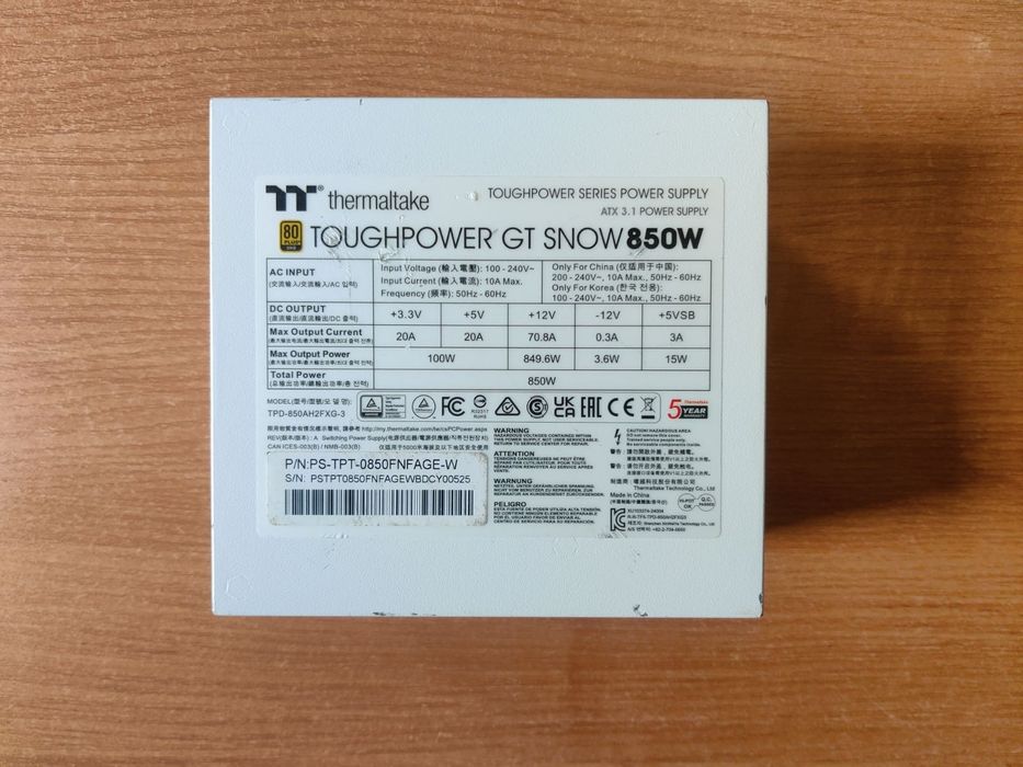 Thermaltake 850W Gold SNOW Блок питания на пломбе