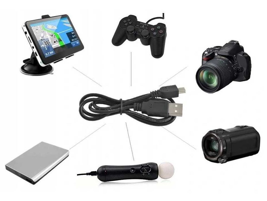 Kabel Mini USB 3m miniUSB Pad PS3 Nawigacja Aparat 3M * Video-Play