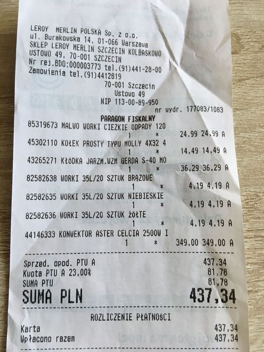 Grzejnik konwektorowy 2500w