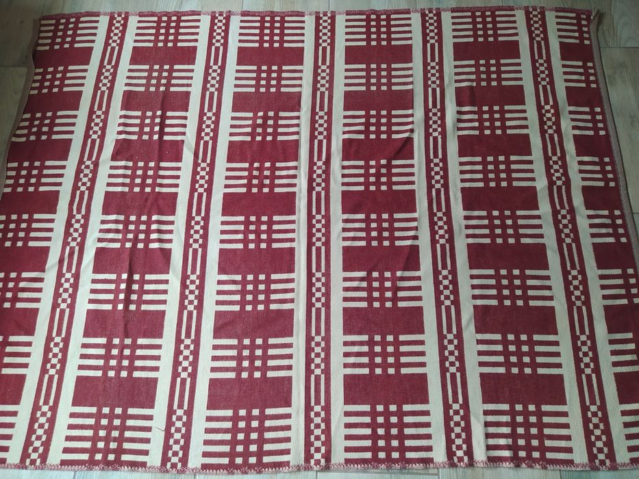 Koc PRL peerelowski krata kratka retro vintage 150x200