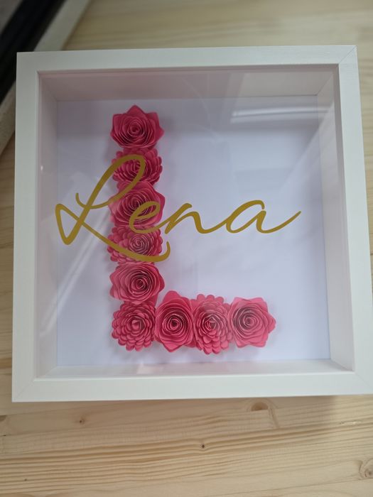 Ramka z imieniem dziecka monogram metryczka nowa handmade