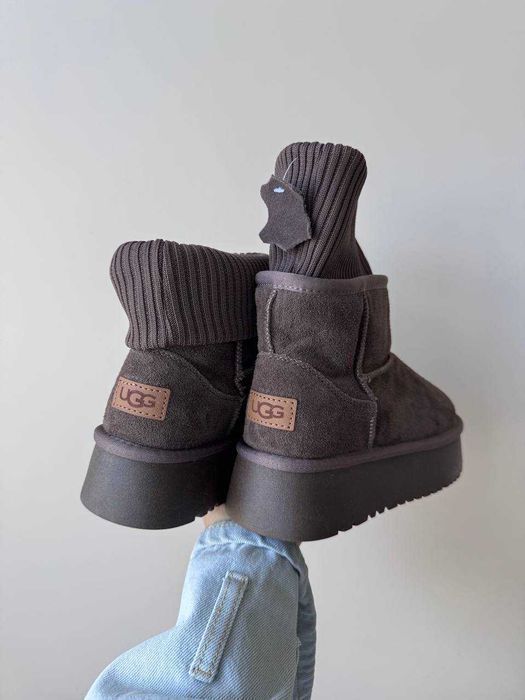 Уггі UGG Mini Sock Bitter Dusted Cocoa premium натуральна замша