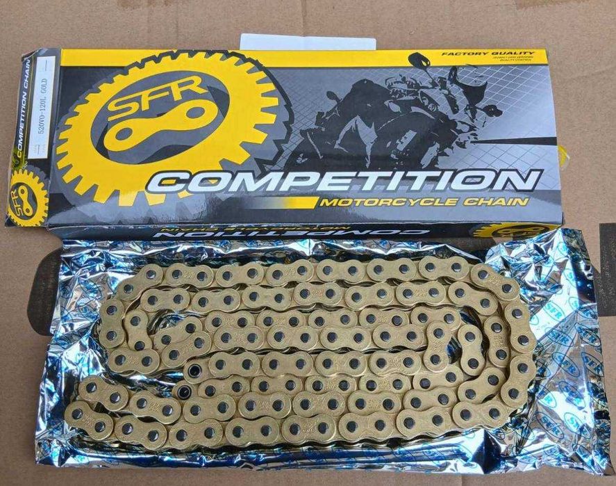 Ланцюг мотоциклетний SFR 520VO (120 ланок, сальниковий, золотий)