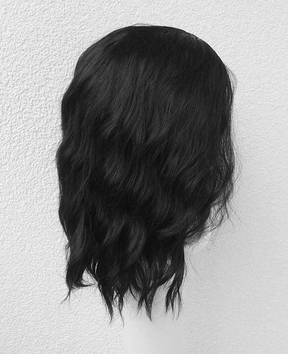 Peruka z przedziałkiem karbowana wig cosplay Czarna falowana