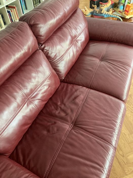 Sofá de pele HAWAI Conforama vermelho escuro