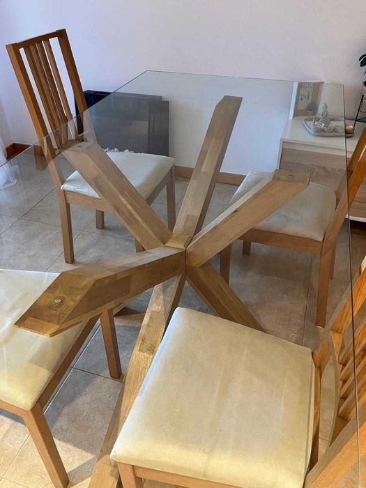 Mesa vidro carvalho 100 x 200