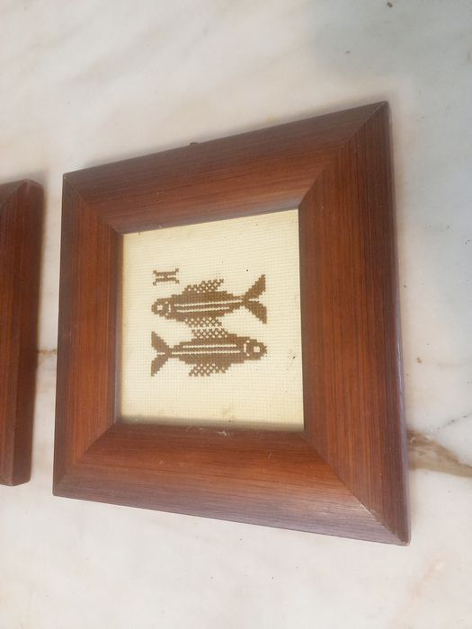 Conjunto de 2 Quadros Pequenos Ponto de Cruz