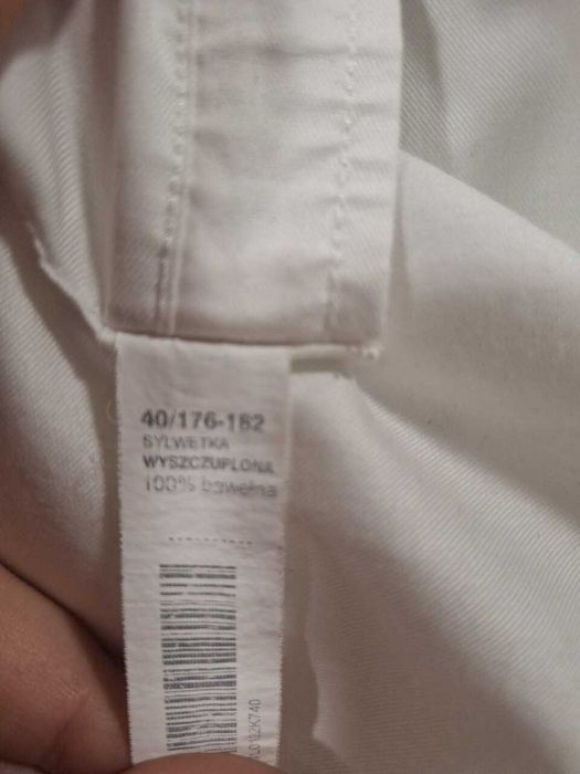 Biała koszula Wólczanka 40 – slim, 100% bawełna, długi rękaw