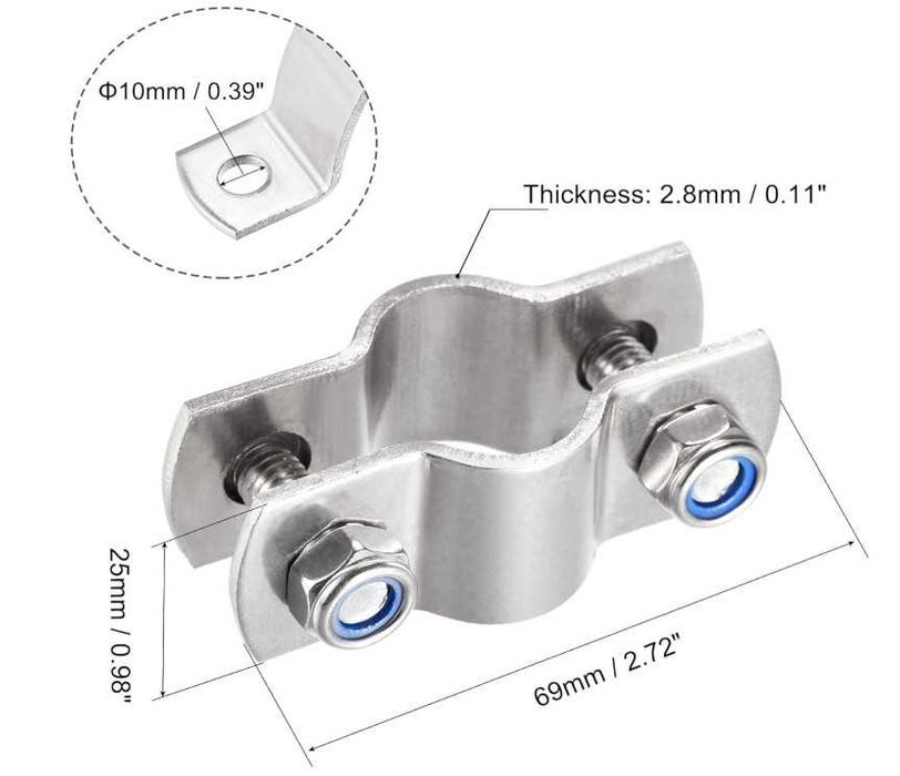 Obejma do rur, stal nierdzewna 27mm 2 sztuki Sourcing map