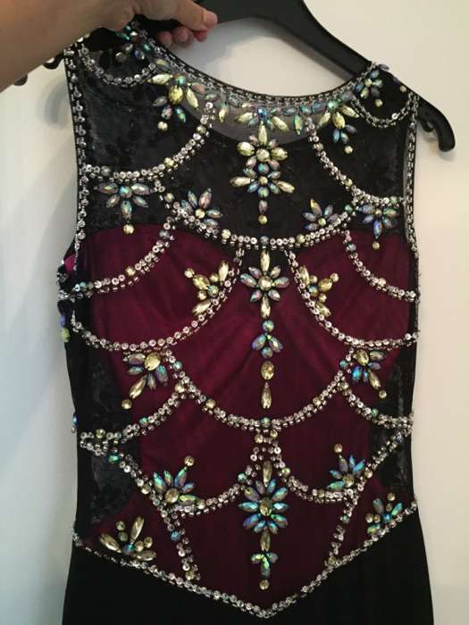 Vestido preto e rosa