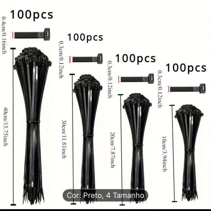 KIT COM 100 ABRAÇADEIRAS DE ALTA TRAÇÃO64170331541761122