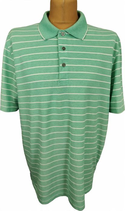 Izod fajna zielona koszulka polo w paski rozm xl