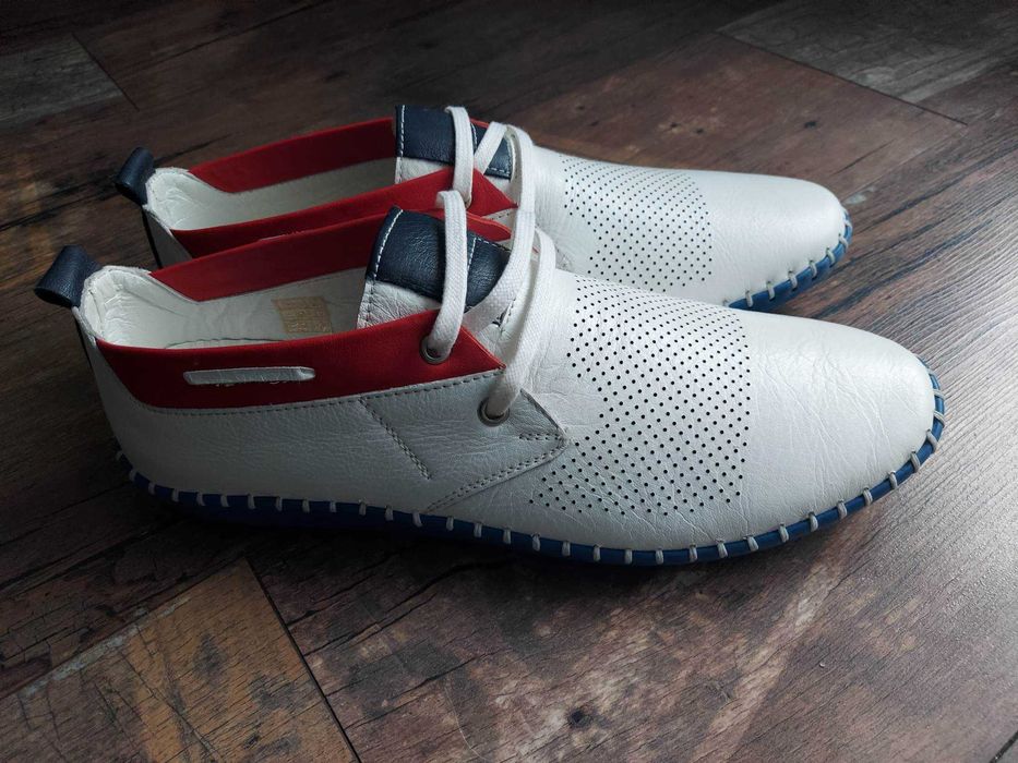 Mega WYPRZEDAŻ Buty męskie SKÓRZANE Lanqier Model 38A424 rozmiar 44
