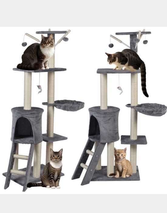 Когтеточка висока 140 см дряпак сірий кігтеточка дом кота