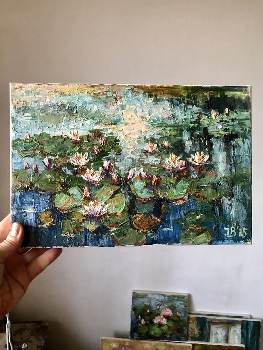 Картина  Масло  Квіти Нарциси Кувшинки  Пейзаж