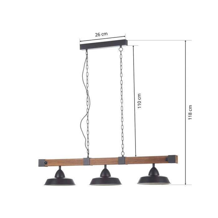 Lampa wisząca OLDBURY 3-punktowa farmhouse