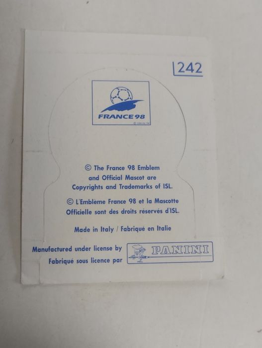 Cromo do Mundial de 1998