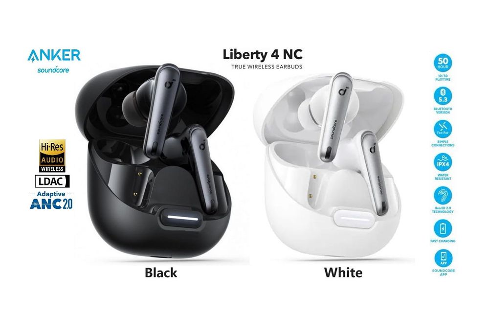 Навушники Anker SoundCore Liberty 4 NC. Hi-Res Audio/LDAC. Нові