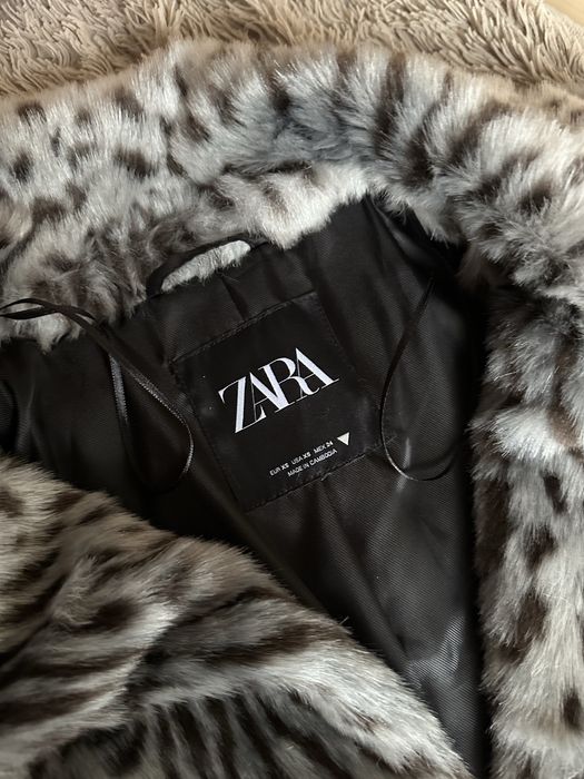Шуба сіра леопардова Zara еко хутро