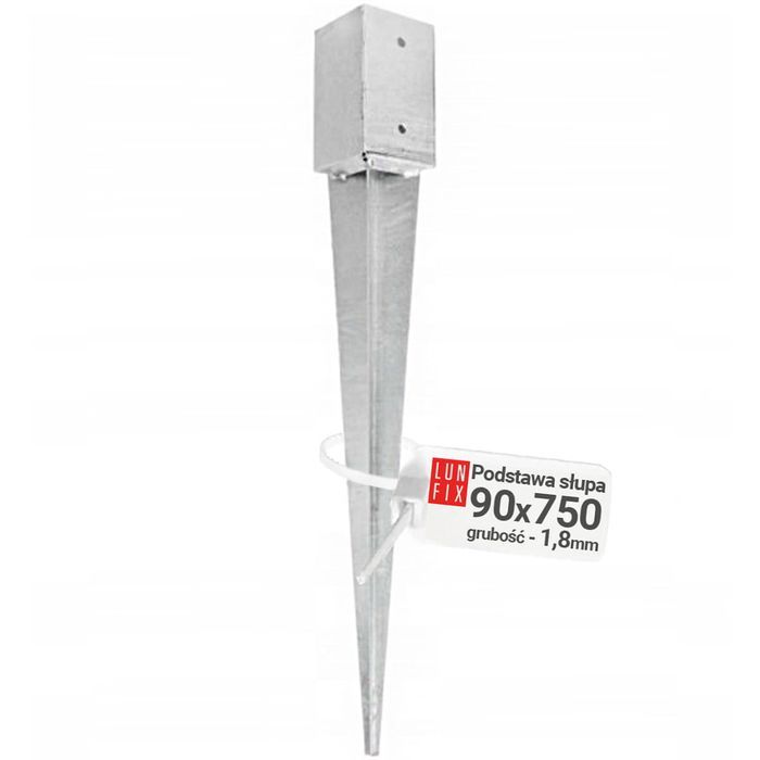 Podstawa słupa wbijana, kotwa do gruntu 90x90x1.8 750mm