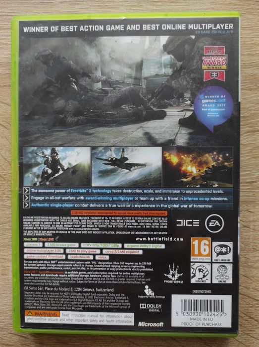 Battlefield 3 Лицензионный диск с игрой для Xbox 360