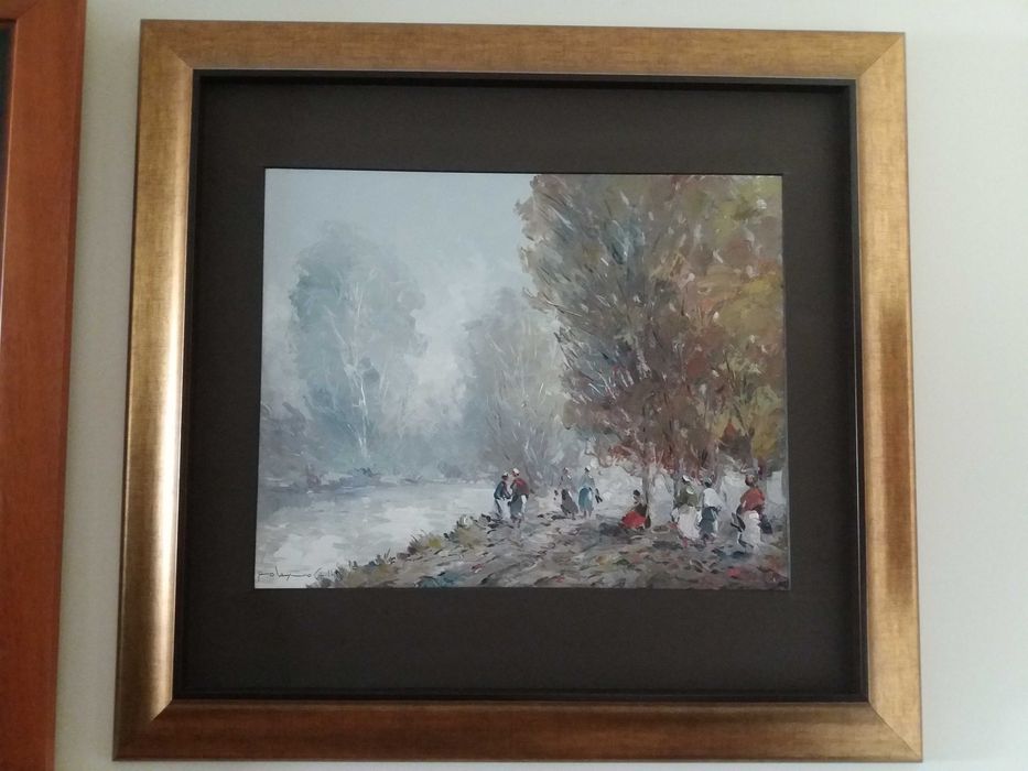 Pintura a óleo «Personagens no rio Mondego», de Pedro Olaio Filho