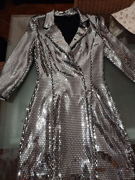Vestido/Blazer prateado para o réveillon NOVO