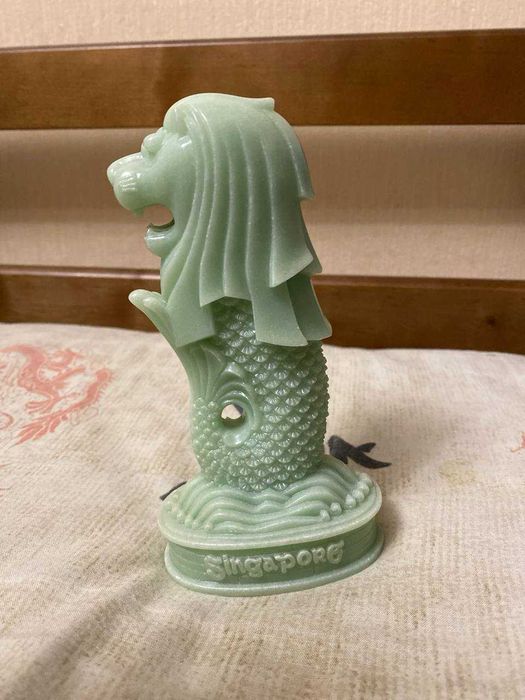 Статуетка Мерліон з зеленого нефриту, талісман Сингапуру 16,5 см