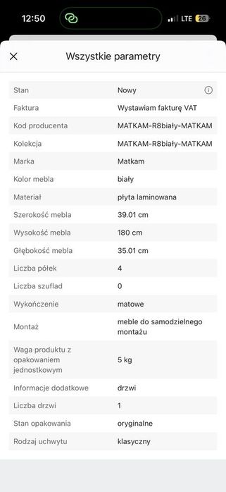 Szafka słupek bialy