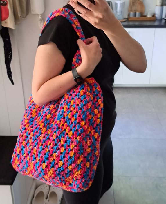 Letnia szydełkowa torba XL, multikolor. Handmade.