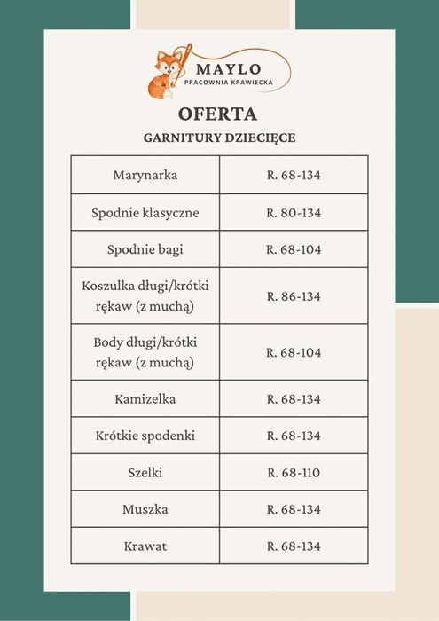 Garnitur chłopięcy handmade r 68-158