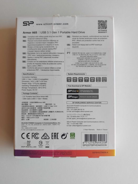 Disco Externo SP Armor A65 - USB 3.1 - 2 TB