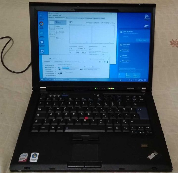 Рабочий ноутбук Lenovo Thinkpad T61 (14.1" 1280х800 3ГБ ОЗУ)