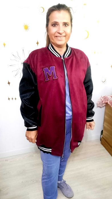 Lekka Kurtka Bomberka Emka - Zamsz i Ekoskóra  [Uniwersalny: 42-48]