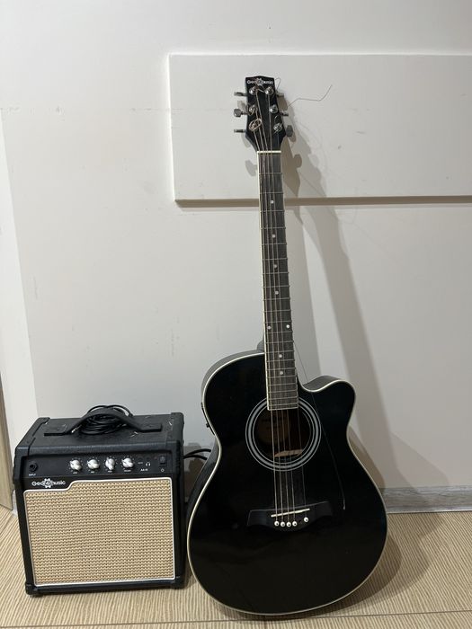 Gitara elektroakustyczna z piecykiem gear4music sc100bk