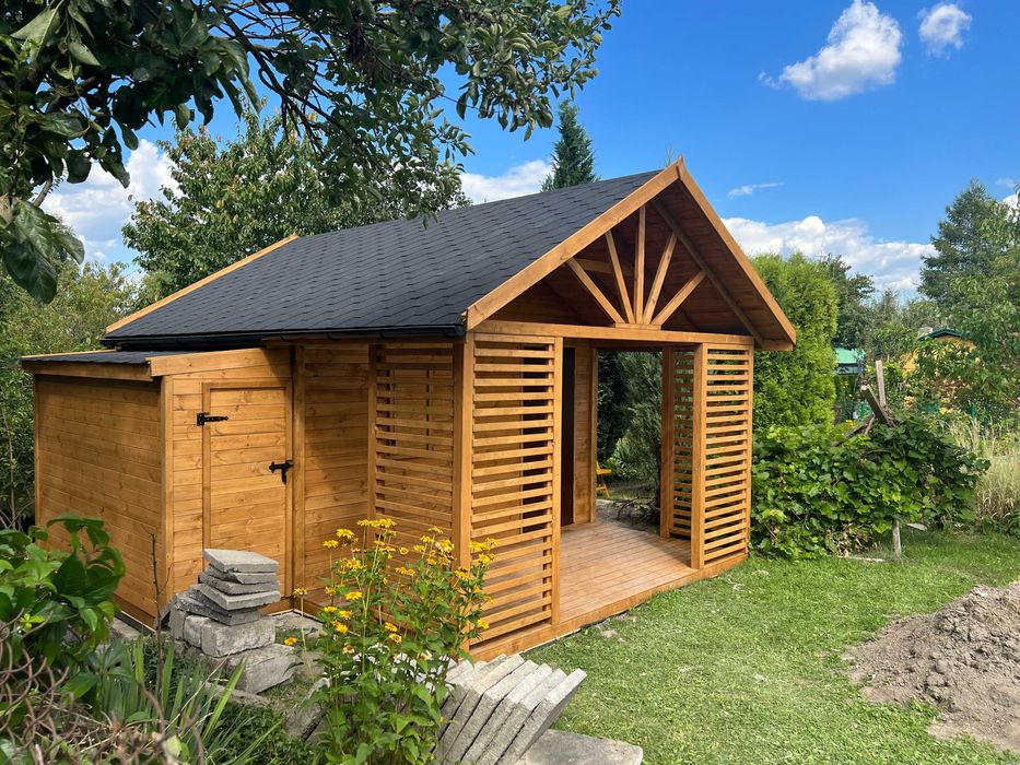 Domek letniskowy ogrodowy drewniany z tarasem "Orlando" 5x4