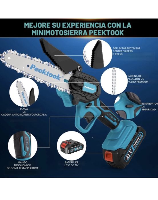Mini motoserra com duas baterias