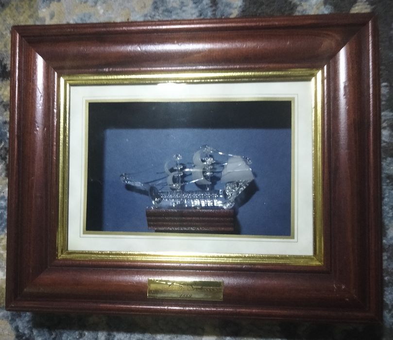 Quadro Shadow Box Navio Cutty Sark 1869 em Vidro Soprado