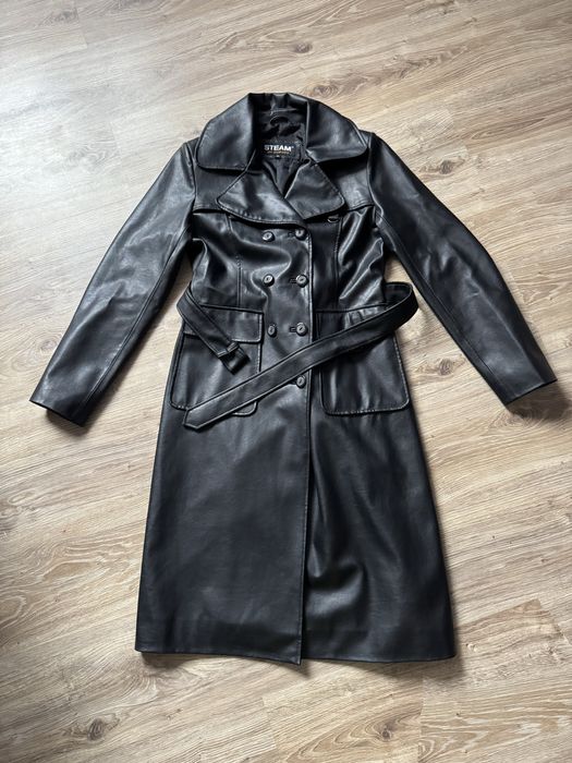 Вінтажний шкіряний тренч, пальто