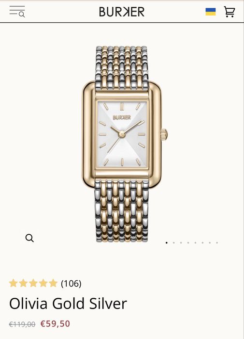 Годинник Burker Olivia Gold Silver White