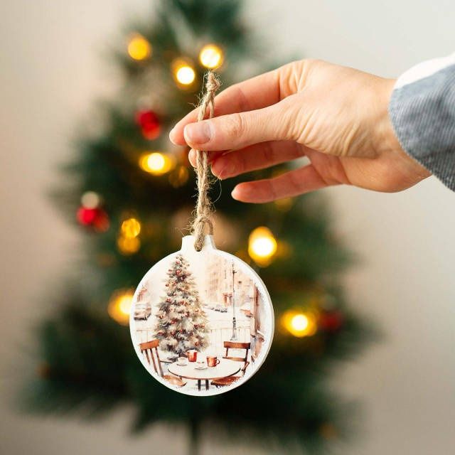 Набір подарунок Новорічний  ялинкових прикрас із дерева