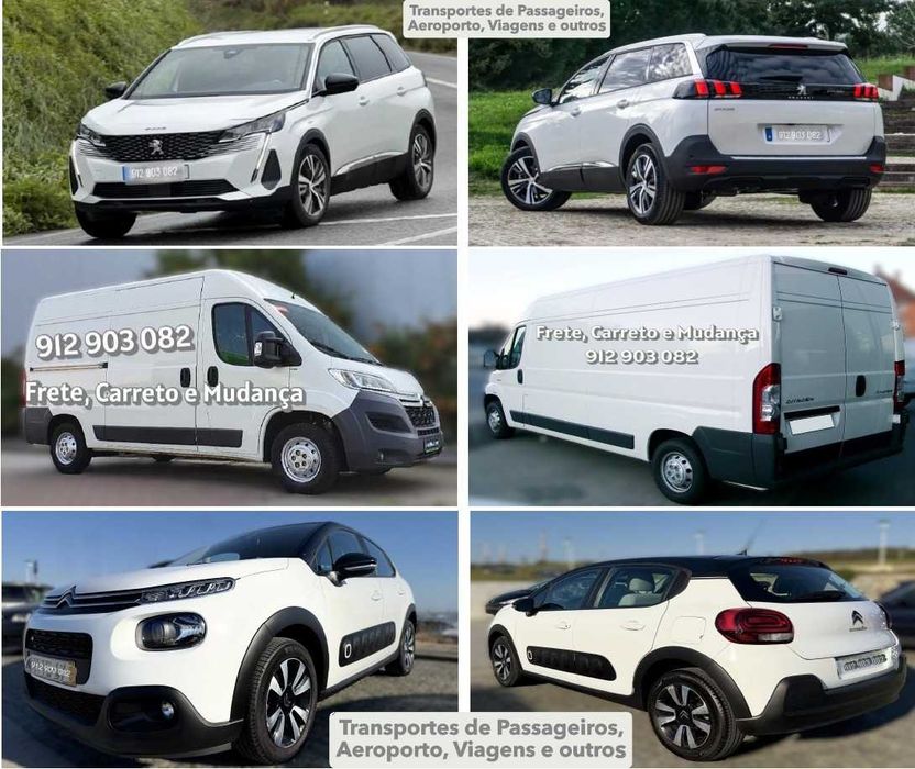 Frete / Mudança / Carreto / Entrega / Viagem / Transporte de Passageiro / Turismo / Passeio / Escola / Evento / Aeroporto e Aluguer com Motorista