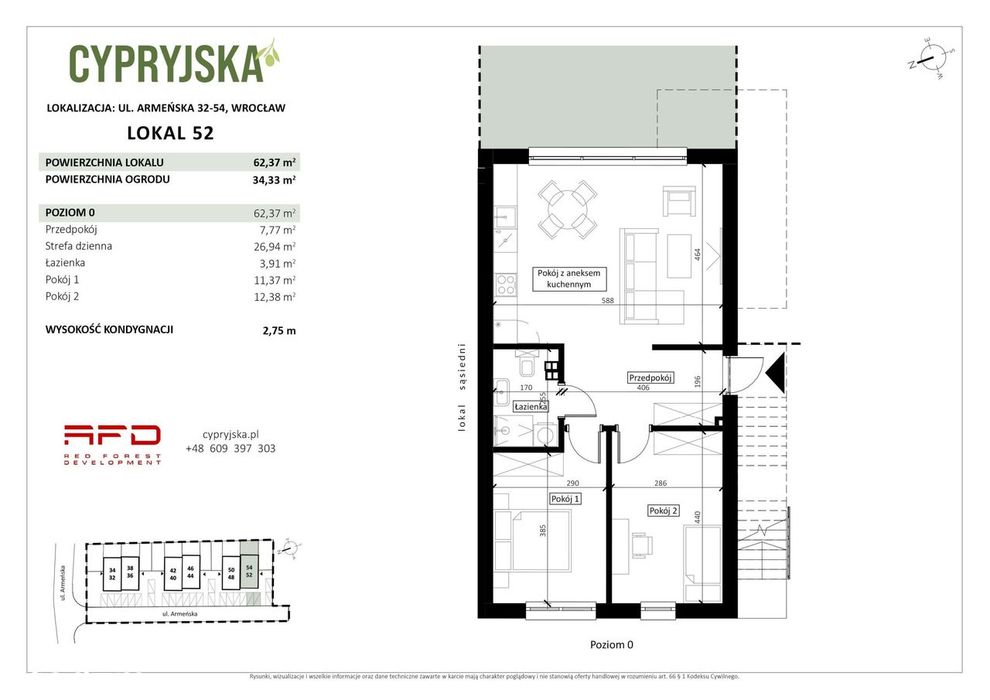 4-pokojowe mieszkanie 62m2 + ogródek Bez Prowizji