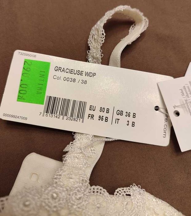 55% TANIEJ ekskluzywny biustonosz marki Valisere model Gracieuse WDP odpinane ramiączka rozmiar 80B