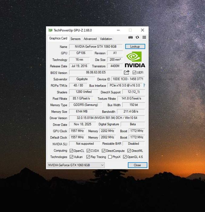 GTX 1060 6gb z pudełkiem
