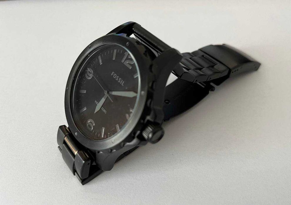 Мужские часы Fossil Nate / черный циферблат / черная сталь JR1458