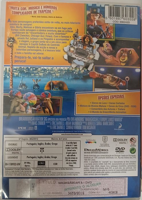 DVD Madagáscar 3